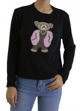Maglia girocollo con orsacchiotto